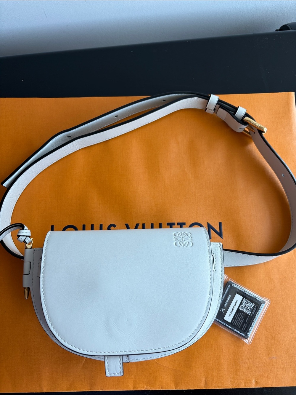 Chloe White Saddle Crossbody Bag with Contrast Strap